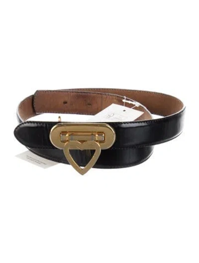 Pre-owned Moschino Skinny Leather Waist Belt In Black