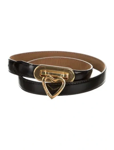 Pre-owned Moschino Skinny Leather Waist Belt In Black