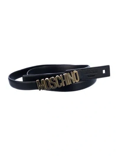 Pre-owned Moschino Skinny Leather Waist Belt In Black