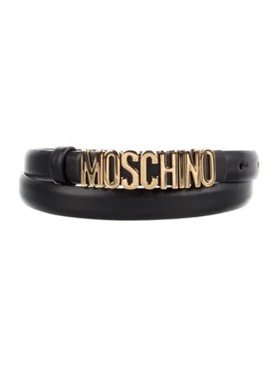 Pre-owned Moschino Skinny Leather Waist Belt In Black