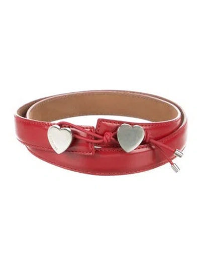 Pre-owned Moschino Skinny Leather Waist Belt In Red