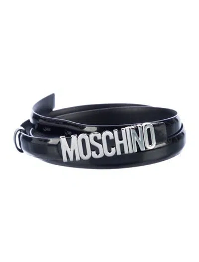 Pre-owned Moschino Skinny Leather Waist Belt W/ Tags In Black