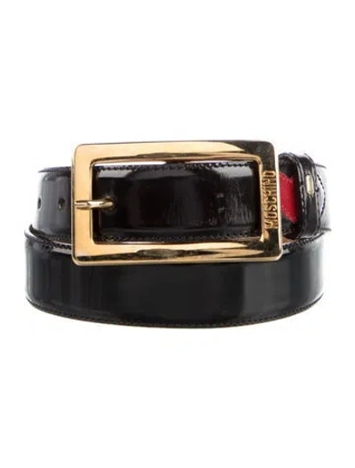 Pre-owned Moschino Skinny Patent Leather Belt In Black