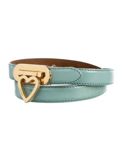 Pre-owned Moschino Skinny Patent Leather Belt In Brown/green