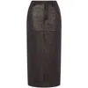 Moschino Pencil Leather Midi Skirt In Brown