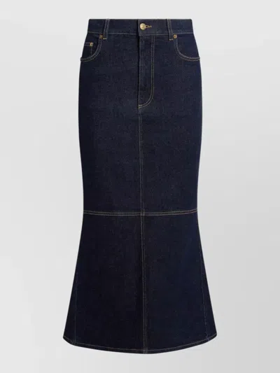 Moschino Skirt Heart Pockets Contrast Stitching Belt Loops In Blue