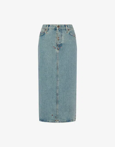 Moschino Skirt In Blue Cotton Denim In Blue Denim
