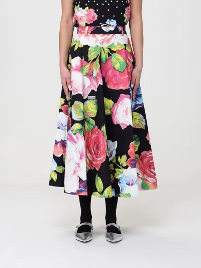 Moschino Black Cotton Skirt In Multi