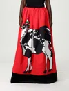 Moschino Cotton Gabardine Skirt Archive In Red