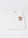 Moschino White Skirt With Teddy Bear Motif On The Front In Denim Girl In White