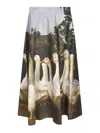 Moschino Printed Goose Midi Skirt In Multi