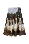Moschino Printed Goose Midi Skirt In 1888