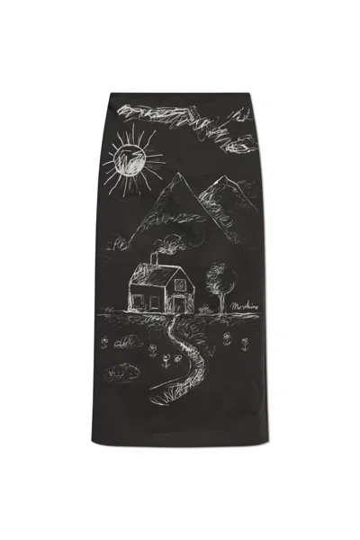 Moschino Skirt With Print In Negro