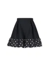 Moschino High Waist Polka Dot Skirt With Ruffled Hem In Black