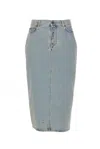 Moschino Women Rivets Denim Skirt In Blue