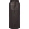 Moschino Pencil Leather Midi Skirt In Brown