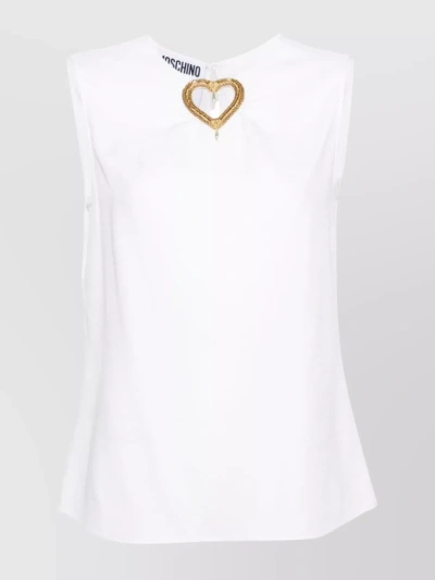 Moschino Sleeve Detail Crepe Top In White