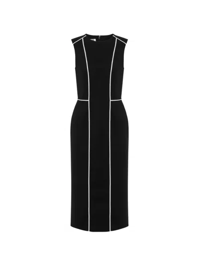 Moschino Sleeveless Black Dress With Piping Details And Back Slit