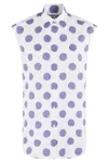 Moschino Sleeveless Cotton Poplin Shirt With Polka Dot Pattern In White
