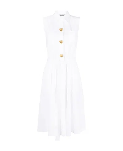 Moschino Sleeveless Cotton Shirtdress In White