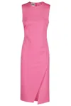 Moschino Sleeveless Gathered Midi Dress In Fuchsia
