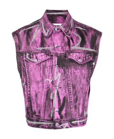 Moschino Sleeveless Denim Jacket In Purple