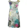 Moschino Sleeveless Floral Print With Waist Tie Dress In Multicolor Silk In Multi