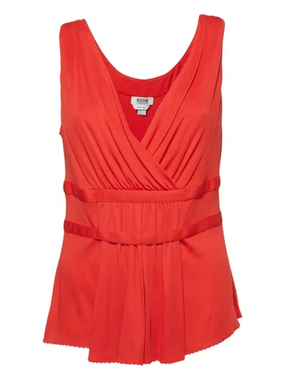Pre-owned Moschino Sleeveless Pleated Top In Red