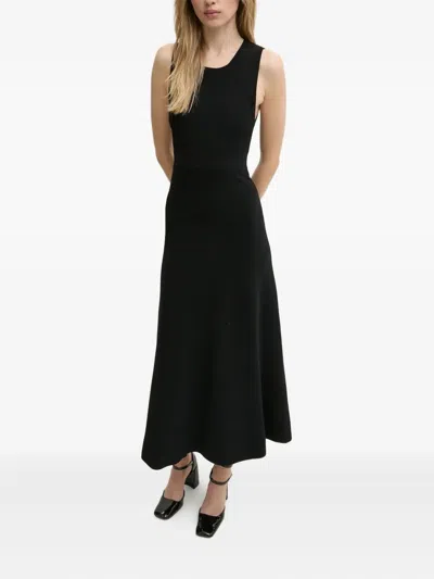 Moschino Sleeveless Ribbed-knit Midi Dress In Black