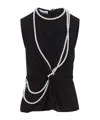 Moschino Flared Hem Knot Detailing Pearl Embellishments In Black