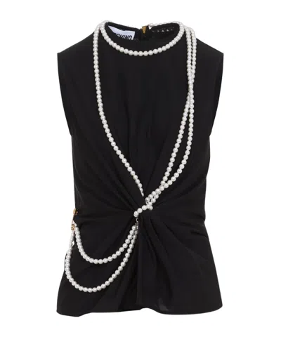 MOSCHINO MOSCHINO EMBELLISHED SLEEVELESS ZIPPED TOP