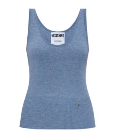 MOSCHINO MOSCHINO M LOGO PLAQUE RIBBED TANK TOP