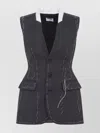 Moschino Sleeveless Wool Vest Tailored Stitching In Gray