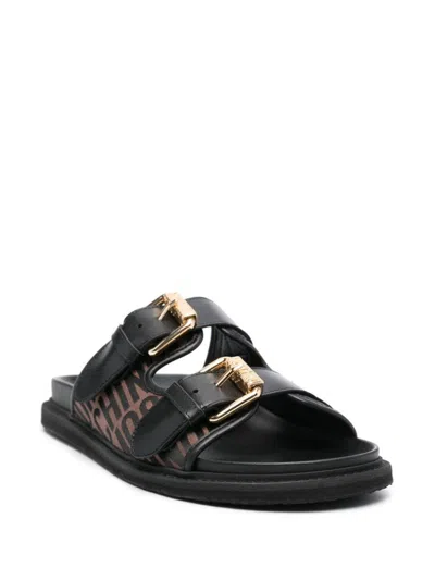 Moschino Slide Sandal With Logo In Black