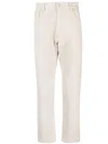 Moschino Slim-cut Logo-embossed Jeans In Neutrals
