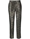 Moschino Slim-cut Logo-print Trousers In Black