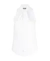 Moschino Collared Tie-neck Sleeveless Top In White
