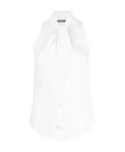 MOSCHINO MOSCHINO SLEEVELESS PUSSY-BOW BUTTONED BLOUSE