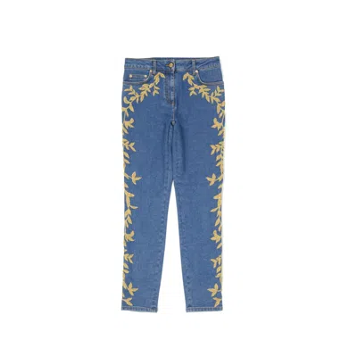 Moschino Slim Fit Cotton Denim Jeans In Blue