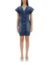 Moschino Slim Fit Denim Dress V-neckline In Blue