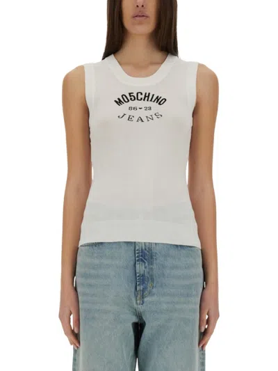 MOSCHINO SLIM FIT KNIT TOP WITH INLAY LOGO