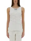 Moschino Laced Ribbed Scoop Neck Sleeveless Top
