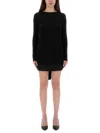 Moschino Ribbed Tie Kmini Dress In Black