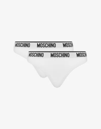 Moschino Slip Elastic Logo Band In White