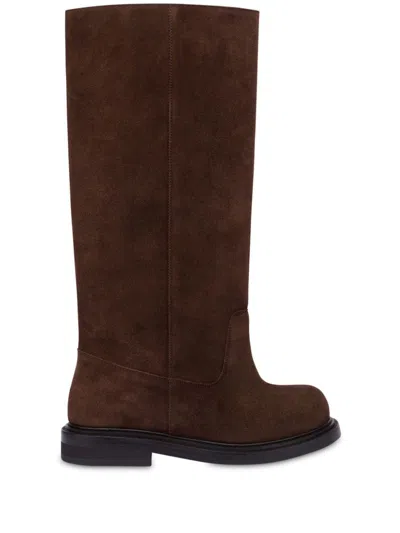 Moschino 40mm Suede Tall Boots In Brown
