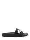 Moschino Rubber Pool Slides With Logo In Black