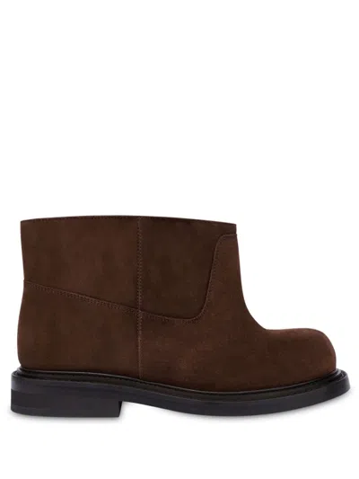 Moschino Slip-on Suede Ankle Boots In Brown