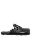 Moschino Black Leather Mule Loafers In Black