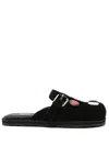 Moschino Buckle Detail Sandals With Embellished Flat Sole In Black