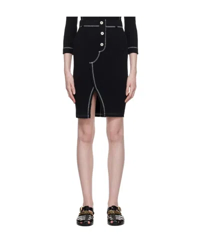 Moschino Slit Medium-length Skirt In Black
